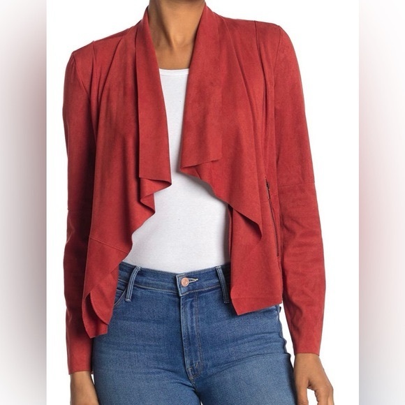 Bagatelle Women's Scarlet Faux Suede Draped Blazer - Picture 2 of 7